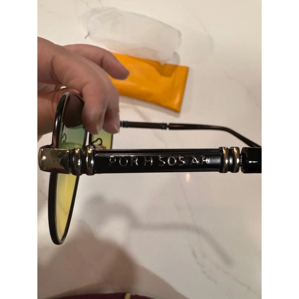 Retro Aviator Sunglasses Green Yellow Ombre Gradient Lens‎ Black Metal Frame